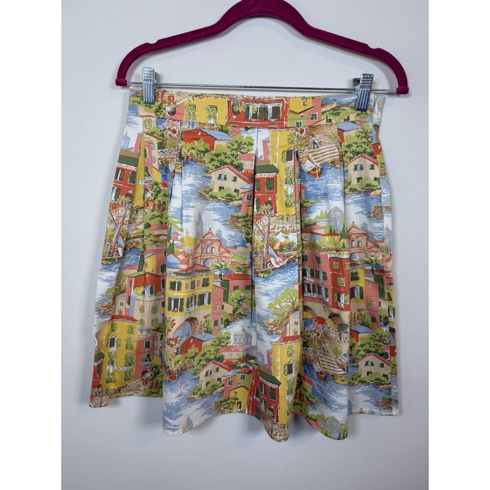 Beebop & Wally Pleated Coastal Europe Skirt Women's Size Large Retro Beachy - Picture 10 of 11